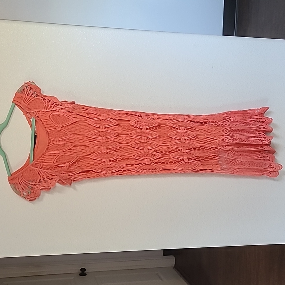 It's Pink coral crochet dress